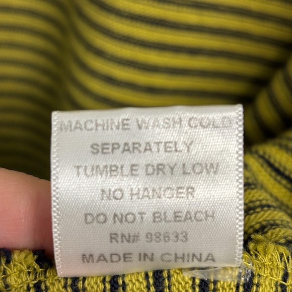 Kleen Cotton Blend Stripe Open Cardigan Knit S Chartreuse Yellow - Picture 5 of 7